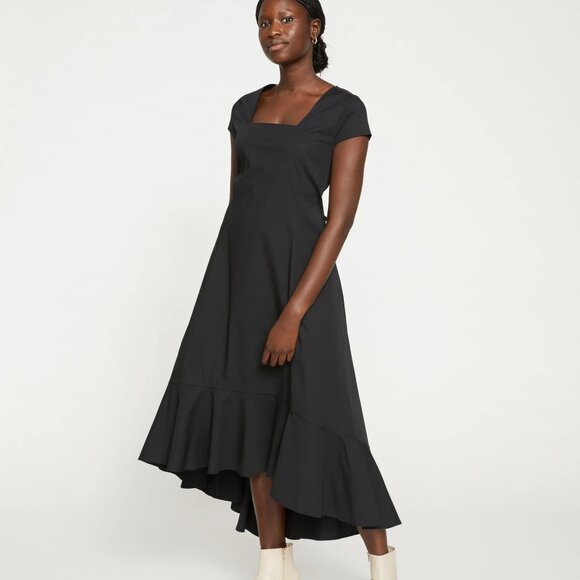 Universal Standard NWT Size 2-4 Black Jenna Stretch Poplin Flounce Dress - Picture 1 of 9